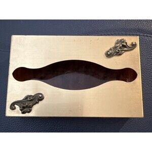 1960s Vintage Tortoise Shell Acrylic Tissue  Holder, Metal Top, Gold Tone